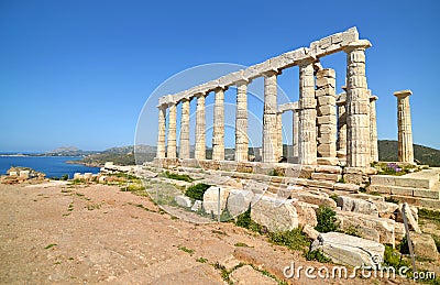 Temple of Poseidon at Cape Sounion Greece Stock Photo