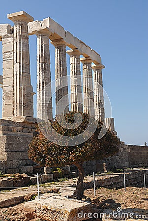 Temple Poseidon, Cape Sounion in Greece Editorial Stock Photo