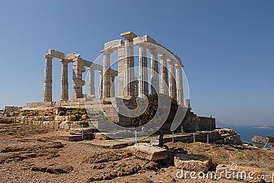 Temple Poseidon, Cape Sounion in Greece Editorial Stock Photo