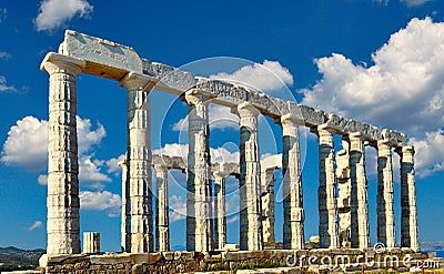 The temple of Poseidon in Sounio, Greece Stock Photo