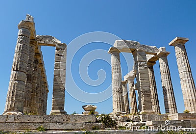 Temple of Poseidon in Sounio Greece Stock Photo