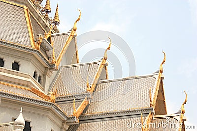 Temple Roof, Wat Sothorn Wararam Worawihan, Chachoengsao Province, Thailand Stock Photo