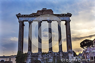 Temple of Saturn Corinthian Columns Roman Forum Rome Italy Editorial Stock Photo