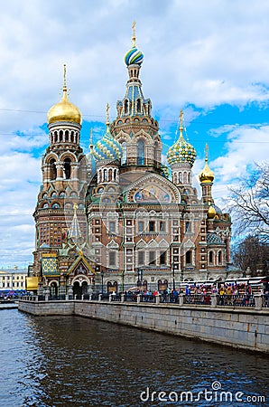 Temple of Savior on Blood on embankment of Griboedov canal, St. Petersburg, Russia Stock Photo