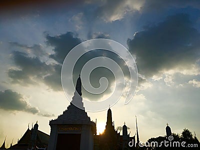 Temple silhouette scene Stock Photo