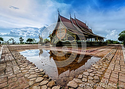 Temple Sirindhorn Wararam Phuproud,artistic, Thailand ,public pl Stock Photo