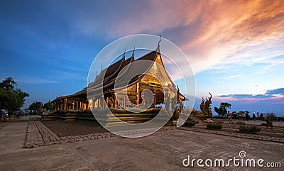 Temple Sirindhorn wararam Wat Phu Prao on beautiful twilight s Editorial Stock Photo