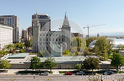 Temple Square with the Salt Lake Temple and Salt Lake Tabernacle Editorial Stock Photo