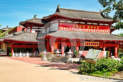 Temple 33 statues of Guanyin in Nanshan Park. Sanya, Hainan. Editorial Stock Photo