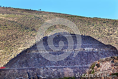 Temple of Sun Climbing Pyramid Teotihuacan Mexico City Mexico Stock Photo