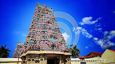 Temple tower of lord vishnu near karaikudi Stock Photo
