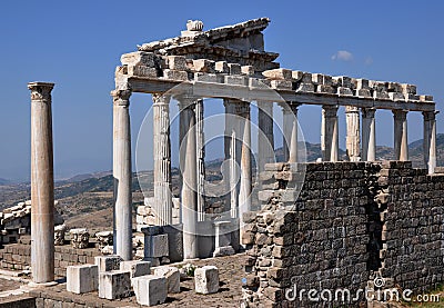 Temple Of Trajan, Pergamon / Pergamum, Bergama, Turkey Stock Photo