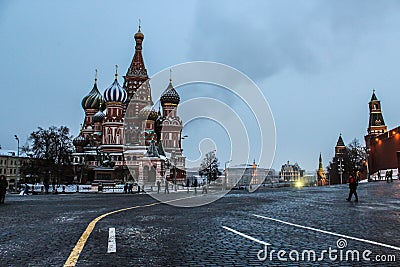 Temple Vasiliya Blazhennogo on Red Square in Moscow Editorial Stock Photo