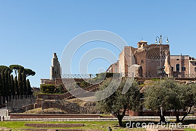 The Temple of Venus and Roma Templum Veneris et Romae on the Velian Hill. Stock Photo