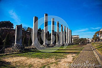 Temple of Venus and Rome - columns Stock Photo