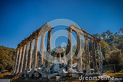 Temple of Zeus Lepsinos. Euromus Euromos Ancient City, Milas, Mugla, Turkey Stock Photo