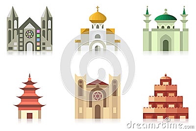 Temples Vector Illustration