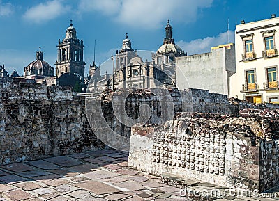 Templo mayor, the historic center of Mexico city Stock Photo