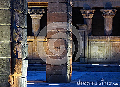 Tempo de Debod, Madrid, Spain, detail of the columns at night Stock Photo
