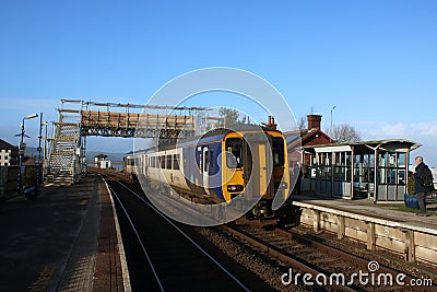 Temporary footbridge Arnside station, Cumbria Editorial Stock Photo