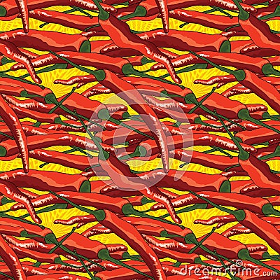 Temptation hot chili red seamless pattern Vector Illustration