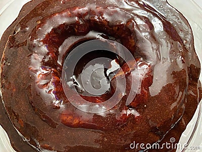 Tempting Chocolate Cake Drenched in Icing Stock Photo