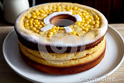 Tempting Delight Captivating Close up of a Traditional Corn Cake.AI Generated Stock Photo