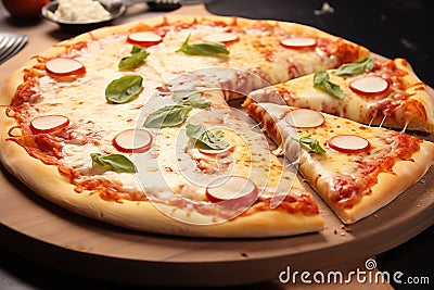 Tempting delight visually appealing image of a delectable cheese pizza Stock Photo