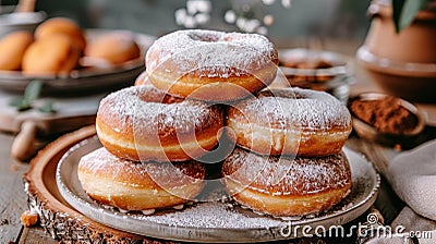 Tempting donuts displayed on white isolated background, perfect for alluring food photography Stock Photo