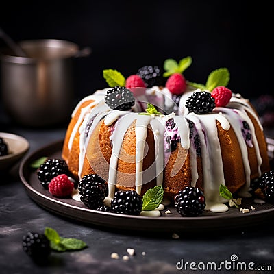 Tempting Freshly baked Bundt Cake 1 Stock Photo
