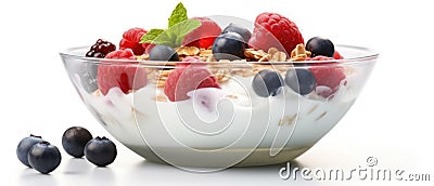 Tempting Granola Yogurt Bowl On A Transparent Background Stock Photo