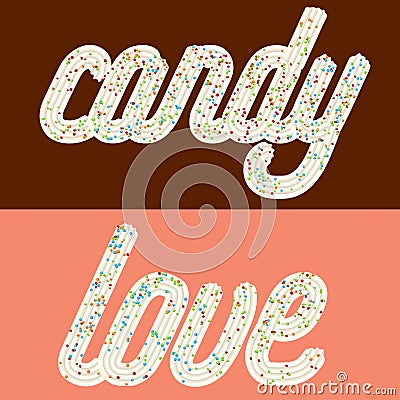 Tempting typography. Icing text. Words Vector Illustration