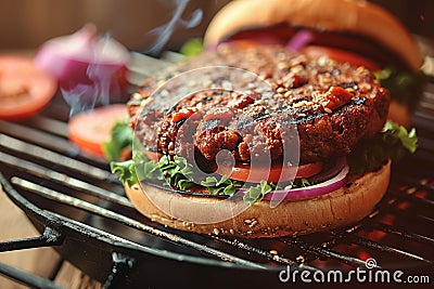 Tempting vegetarian burger offers a tasty meat free dining option Stock Photo