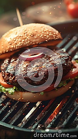 Tempting vegetarian burger offers a tasty meat free dining option Stock Photo