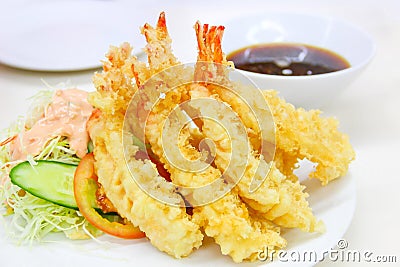 Tempura Fried shrimp Japanese style Stock Photo