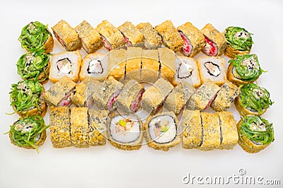 Tempura Japanese roll set on a white background Stock Photo