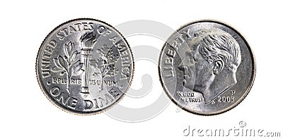 Ten American cents Stock Photo