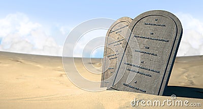 Ten Commandments Standing In The Desert Stock Photo