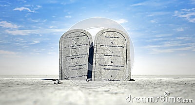 Ten Commandments Standing In The Desert Stock Photo