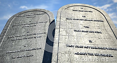 Ten Commandments Standing In The Desert Stock Photo