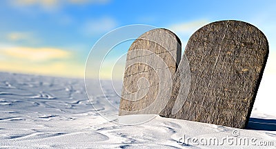 Ten Commandments Standing In The Desert Stock Photo