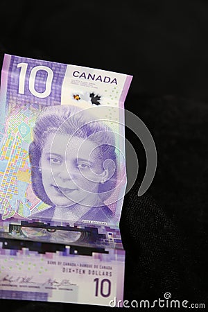 Ten dollar bill- new Canadian currency for 2019 Editorial Stock Photo