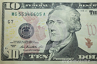 Ten dollar bill Stock Photo