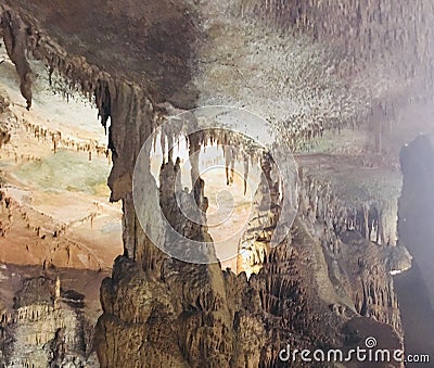 Stalagtites and stalagmites of Rickwood Caverns Stock Photo