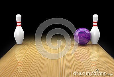 Ten pin bowling spare as Snake Eyes or Bed Posts Stock Photo