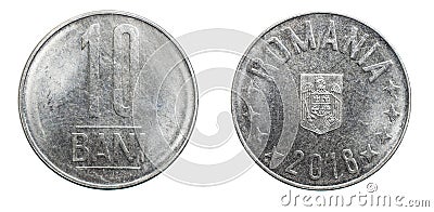 Ten Romanian bani coin isolated on white background Stock Photo