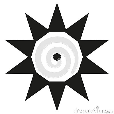 Ten sides pointed star logo black sun template dot triangle big Vector Illustration