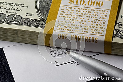 Ten thousands dollars Stock Photo