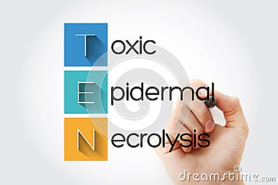 TEN - Toxic Epidermal Necrolysis acronym with marker, health concept background Stock Photo