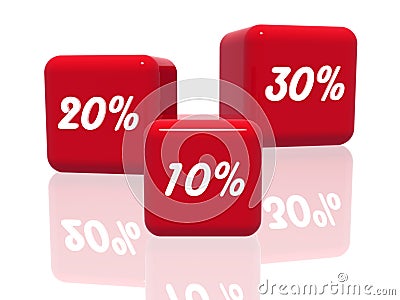 Ten, twenty and thirty percentages in red Stock Photo